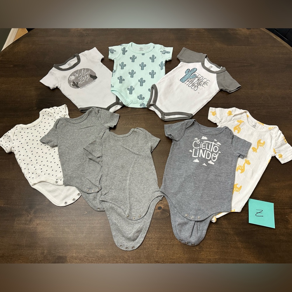 3-6 month set of 8 Assorted Baby Onesies